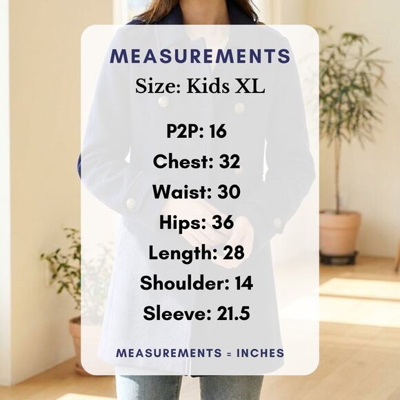 Gap Kids Navy Wool Peacoat XL (Fits Women XS) Gold Buttons Preppy Winter - Picture 9 of 9